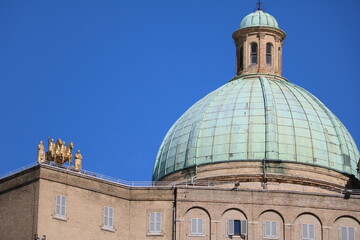 Fototapeta na wymiar Green dome of the Chiesa dei SS. Pellegrino e Teresa in Ancona, Italy