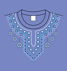 Neck design embrodery in pastel blue background