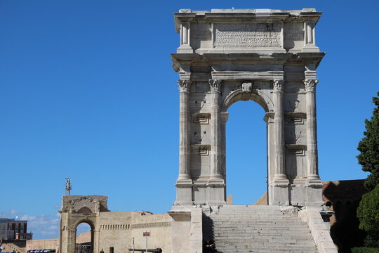 Historical Arco di Traiano and Porta Clementina in Ancona, Italy