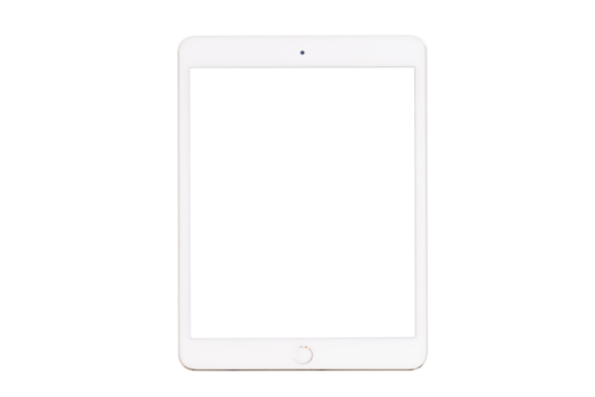 Tablet blank screen layout, isolated, transparent background, PNG.