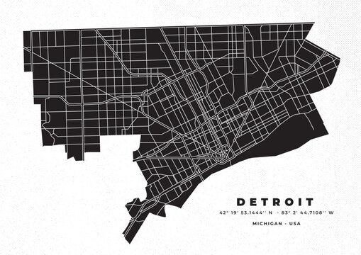 Detroit City Map Vector Poster	