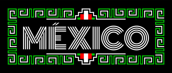 Mexico Aztec Maya lines design elements traditional colors 
