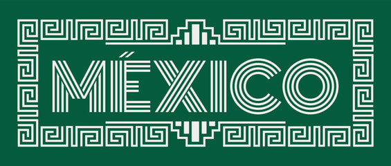 Mexico Aztec Maya lines design elements traditional colors 