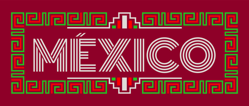Mexico Aztec Maya lines design elements traditional colors 