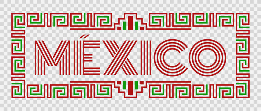 Mexico Aztec Maya lines design elements traditional colors 