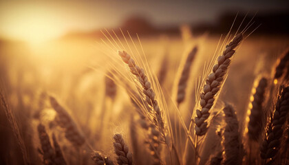 Golden Rows: A Close-Up of Ripe Wheat in the Sunlight,generated by IA