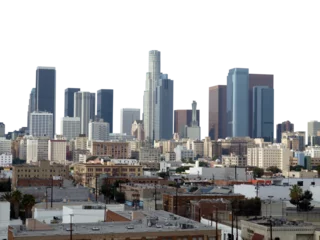 Papier Peint photo Skyline Downtown Los Angeles skyline isolated with cut out sky.