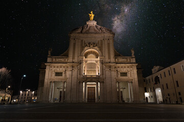 Fototapeta na wymiar basilica of santa maria degli angeli by night in the city of assisi
