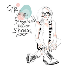 fashion girl illustration for print