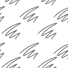 Doodle line stroke seamless pattern. Scribble spiral texture. White background and grey various line vector scribbles