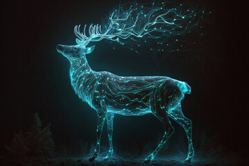 expecto patronum glowing ghost deer  Generative AI Digital Illustration Part#110223