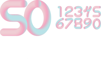 set of numbers 3D gradient colours