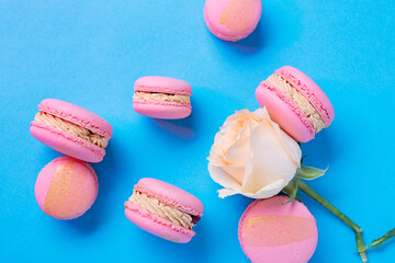 pink macaroons with flower