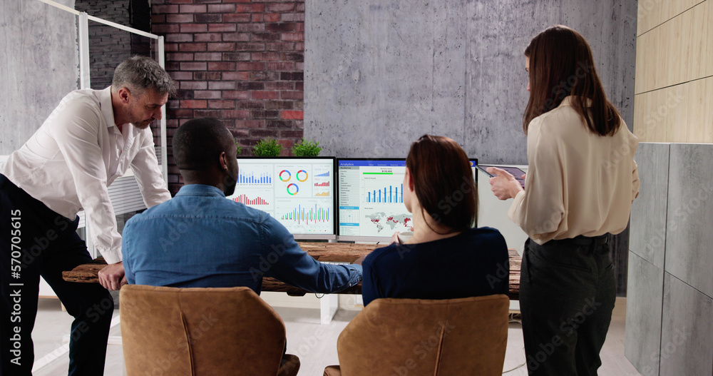 Poster business data analytics on computer monitor