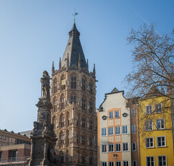 Cologne City Hall Tower and Johann von Werth Monument (Jan von Werth) - Cologne, Germany