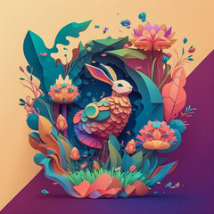 Easter bunny, vector art. Generative AI.
