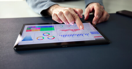 Investor KPI Analytics Graph. Hand Pointing