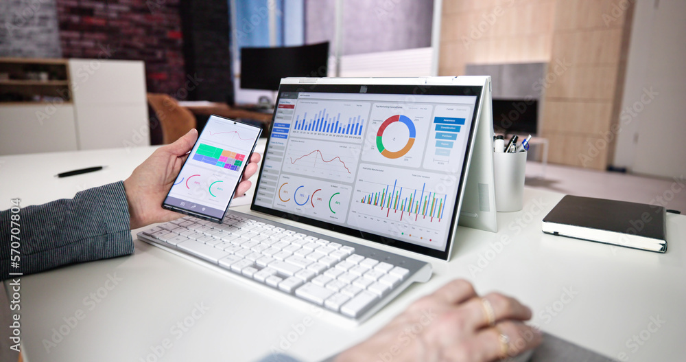 Aufkleber kpi data analyst dashboard. information technology