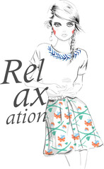 fashion girl illustration for print