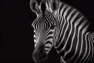 Schwarz weiß Portrait von einem Zebra. Perfektes afrikanisches Wandbild - Generative Ai