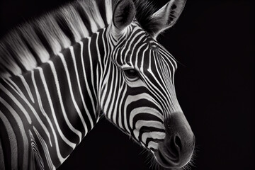 
Schwarz weiß Portrait von einem Zebra. Perfektes afrikanisches Wandbild - Generative Ai