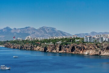 view from the sea on mountains antalya