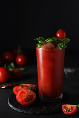 A glass with cold bloody mary cocktail	
