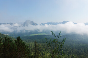 The view of Hallstaetter lake from the trekking route to Hoher Sarstein mountain, Upper Austria region	