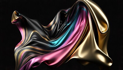  an abstract image of gold, black, and pink colors on a black background with a black background and a black background with a black background.  generative ai