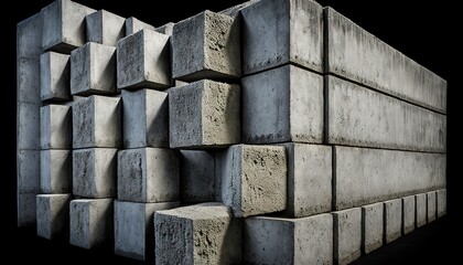  a bunch of cement blocks stacked on top of each other on a black background with a black background behind them and a black background behind them.  generative ai