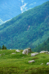 Fototapeta na wymiar View on Mangartsko Sedlo mountain pass, Slovenia