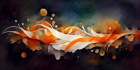 Abstract background in orange and white on dark background, generative ai