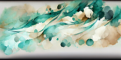 abstract background teal, white, beige, digital painting generative ai 