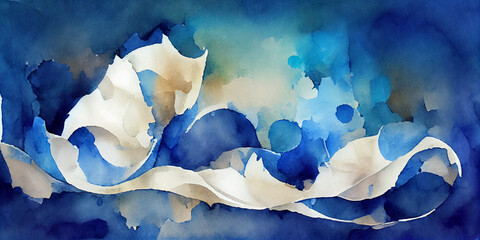 abstract background in blue and white, digital painting generative ai 