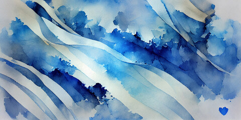 abstract blue watercolor background, digital painting generative ai 