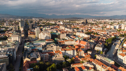 Fototapeta na wymiar View From Above On Ljubljana Old Town