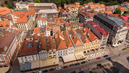Fototapeta na wymiar Hradec Kralove old town from above