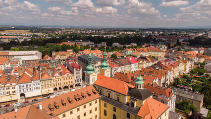 Naklejka na ściany i meble Hradec Kralove old town from above