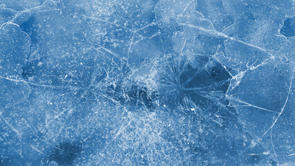 Brittle ice on the surface of a frozen river