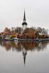 Fototapeta na wymiar church on the lake, Mariefreds Church , Sweden