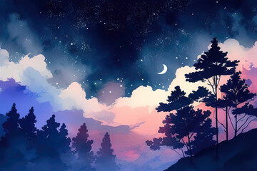 Naklejka premium sunset in the mountains