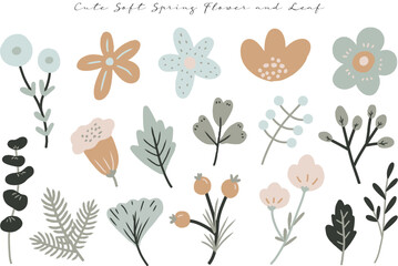 a set of aesthetic cute spring and summer flower clip art collection