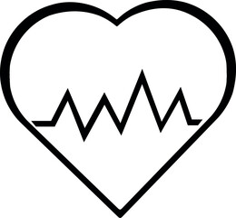 vector illustration of heart beat icon drawn in black and white, in concept of life and health