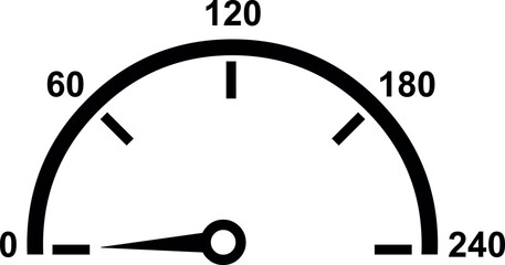 vector illustration of icon of a speedometer with speeds from 0 km to 240 km