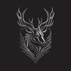 Vector logo with an animal, heraldry, lines, black and white, no background, on a white background, emblem, isolated, branding, sign