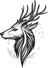 Vector logo with an animal, heraldry, lines, black and white, no background, on a white background, emblem, isolated, branding, sign