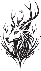 Vector logo with an animal, heraldry, lines, black and white, no background, on a white background, emblem, isolated, branding, sign