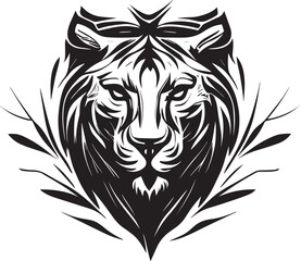 Vector logo with an animal, heraldry, lines, black and white, no background, on a white background, emblem, isolated, branding, sign