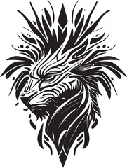 Vector logo with an animal, heraldry, lines, black and white, no background, on a white background, emblem, isolated, branding, sign