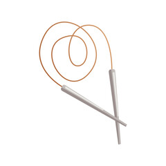 Lace circular needles for knitting. Tools and equipment for knitwork, handicraft. Handmade needlework, hobby at home. Knitting studio, workshop advertising. Cartoon vector